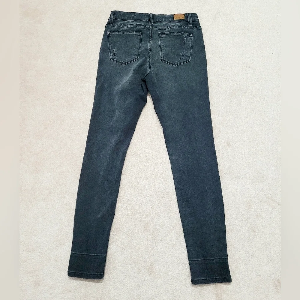 Judy Blue Skinny Fit Jeans Size 9/29 Black Distressed Red Plaid Patches Stretch - Picture 3 of 12